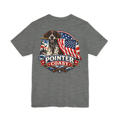 German Shorthaired Pointer with American Flag | Patriotic Font Design | Pointer Coast Style