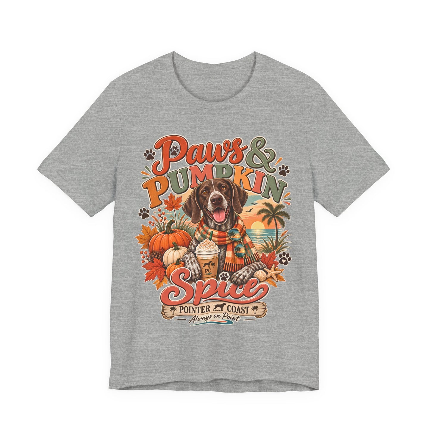 Paws and Pumpkin Spice Dog Tee, Bella Canvas 3001, Autumn Graphic Shirt, Pet Lover Gift