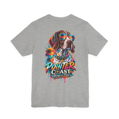 Colorful Pointer Coast Dog T Shirt, Bella Canvas 3001, Graphic Back Print, Pet Lover Gift