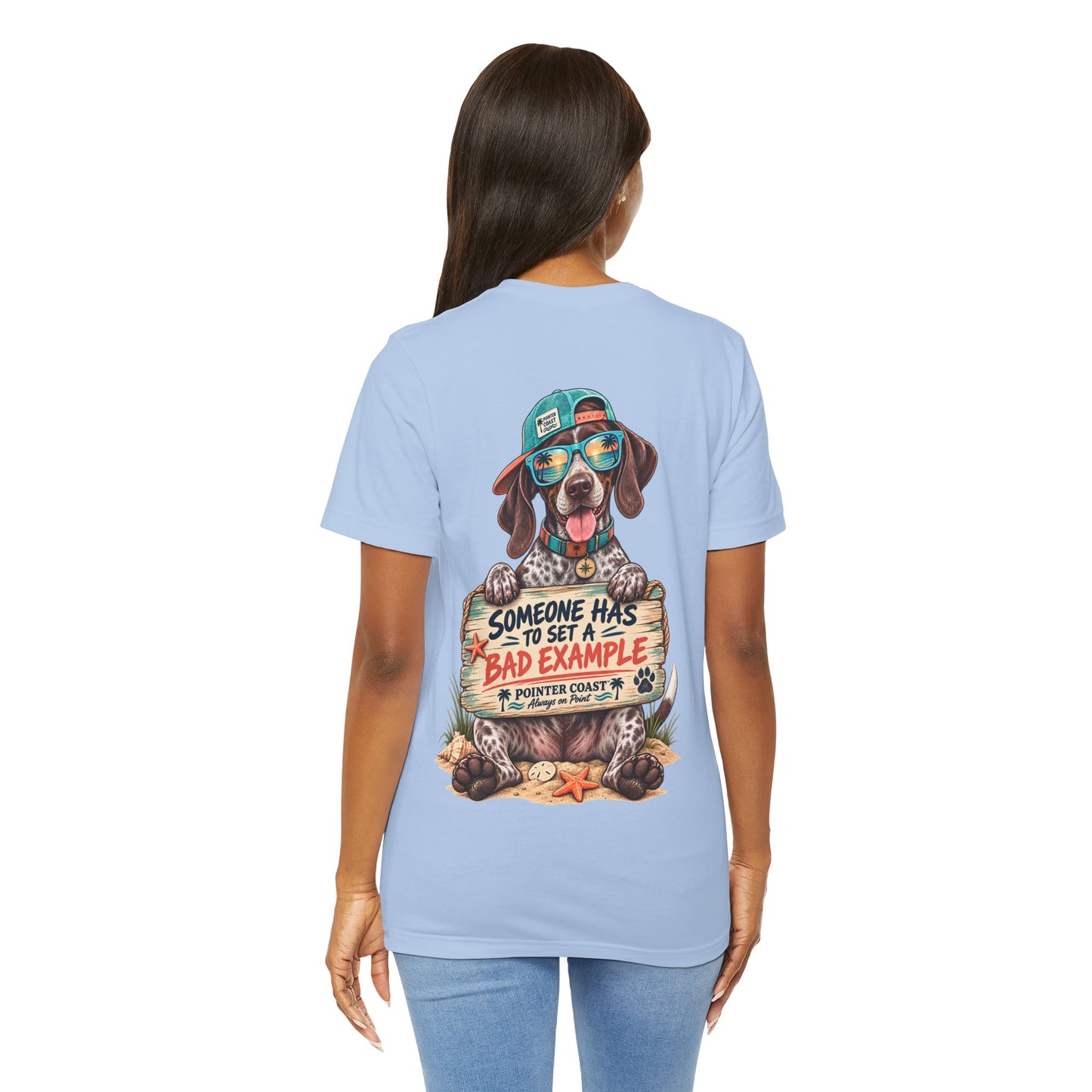 Pointer Dog Beach Graphic T-Shirt, Bella Canvas 3001, Funny Pet Lover Gift, Coastal Summer Tee