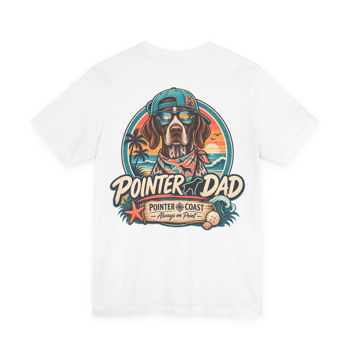 Pointer Dad Retro Beach Dog T Shirt, Bella Canvas 3001, Coastal Graphic Tee, Father's Day Gift