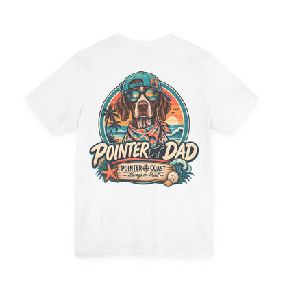 Pointer Dad Retro Beach Dog T Shirt, Bella Canvas 3001, Coastal Graphic Tee, Father's Day Gift