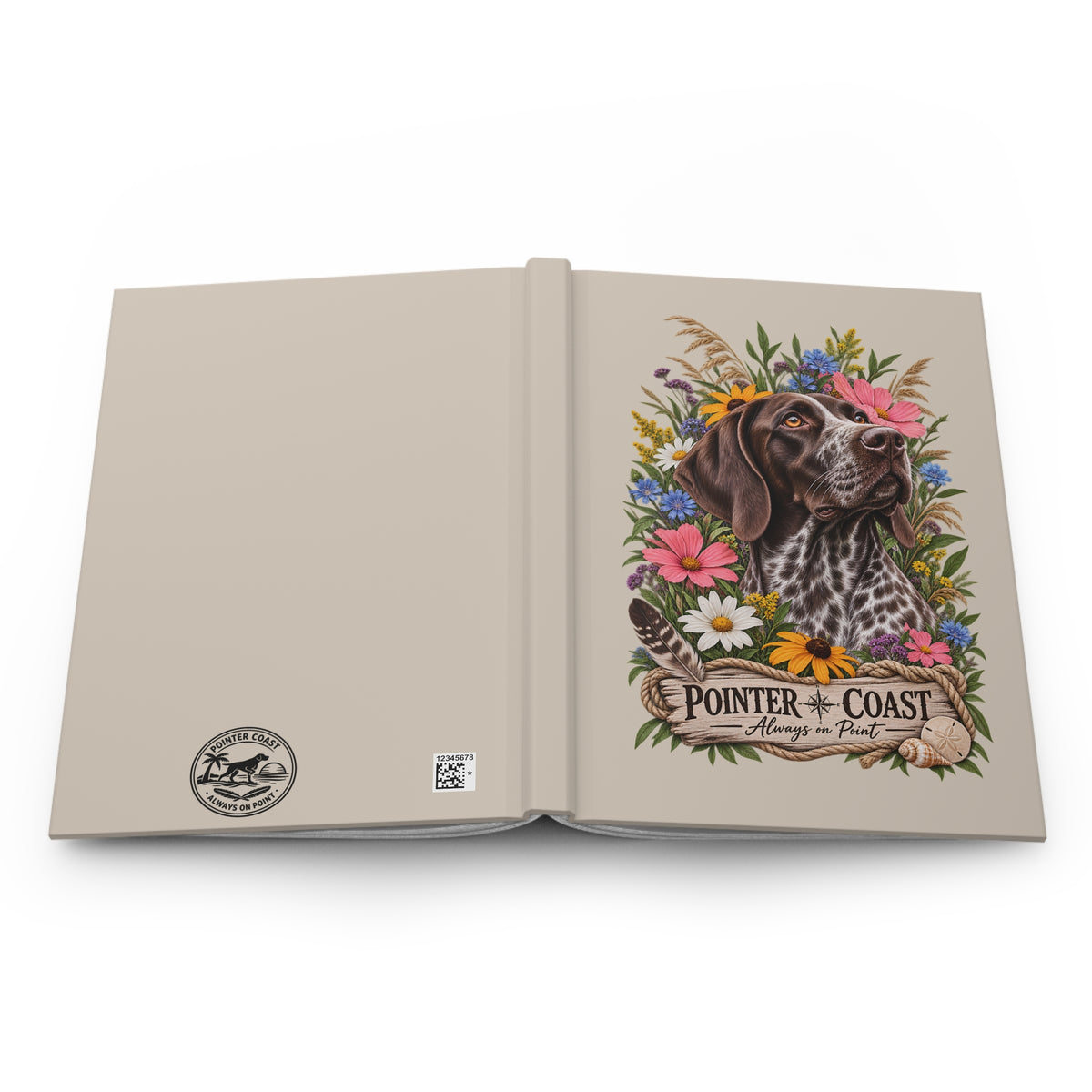 Pointer Dog Floral Hardcover Journal — "Pointer Coast" Always on Point Notebook