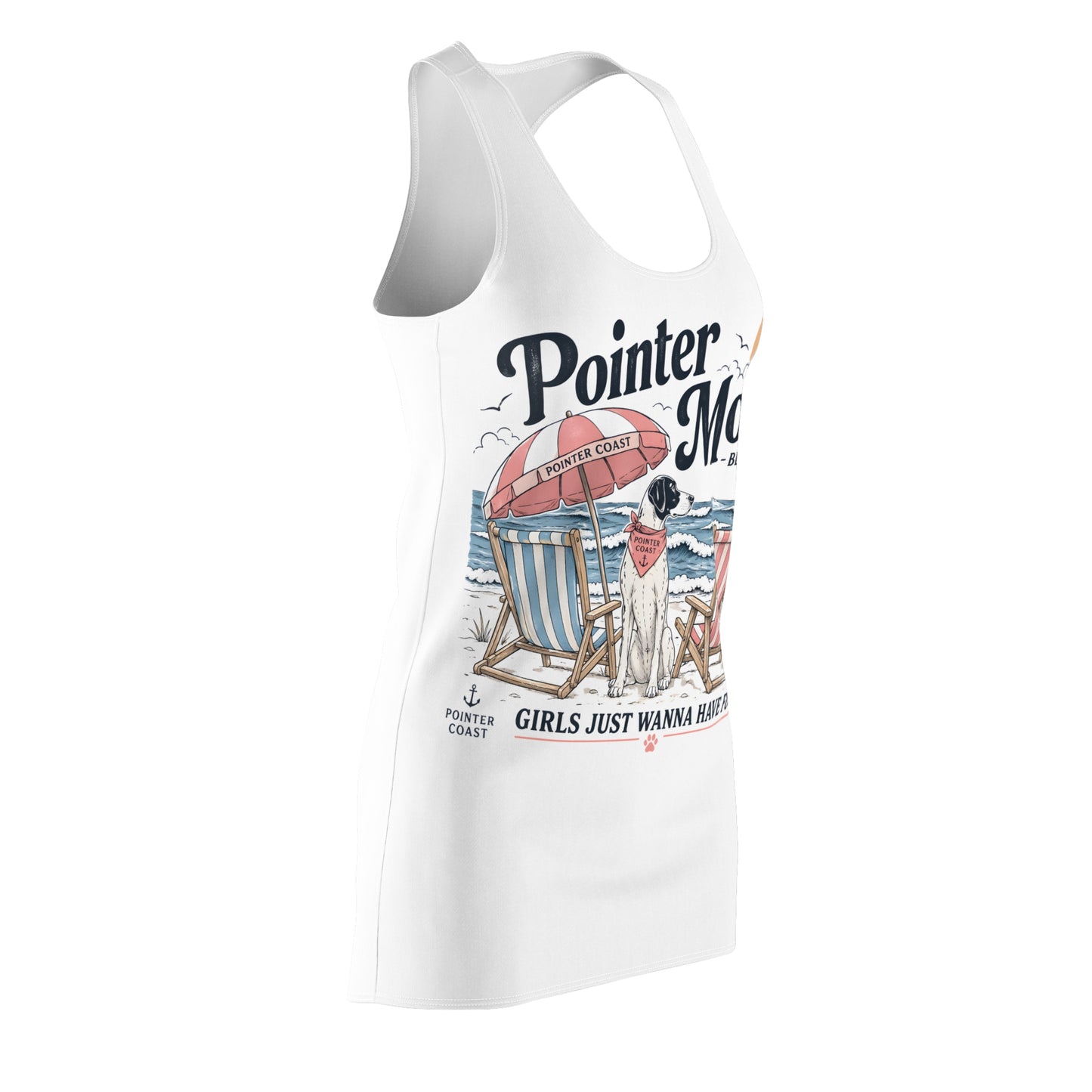 Pointer Moms Beach Club Girls Just Wanna Have Fun Retro Coastal Graphic Swimsuit Cover Up Dress