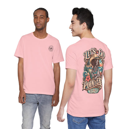 Let’s Go Pointers Tropical Dog T-Shirt, Bella Canvas 3001, Coastal Graphic Tee, Unisex Gift