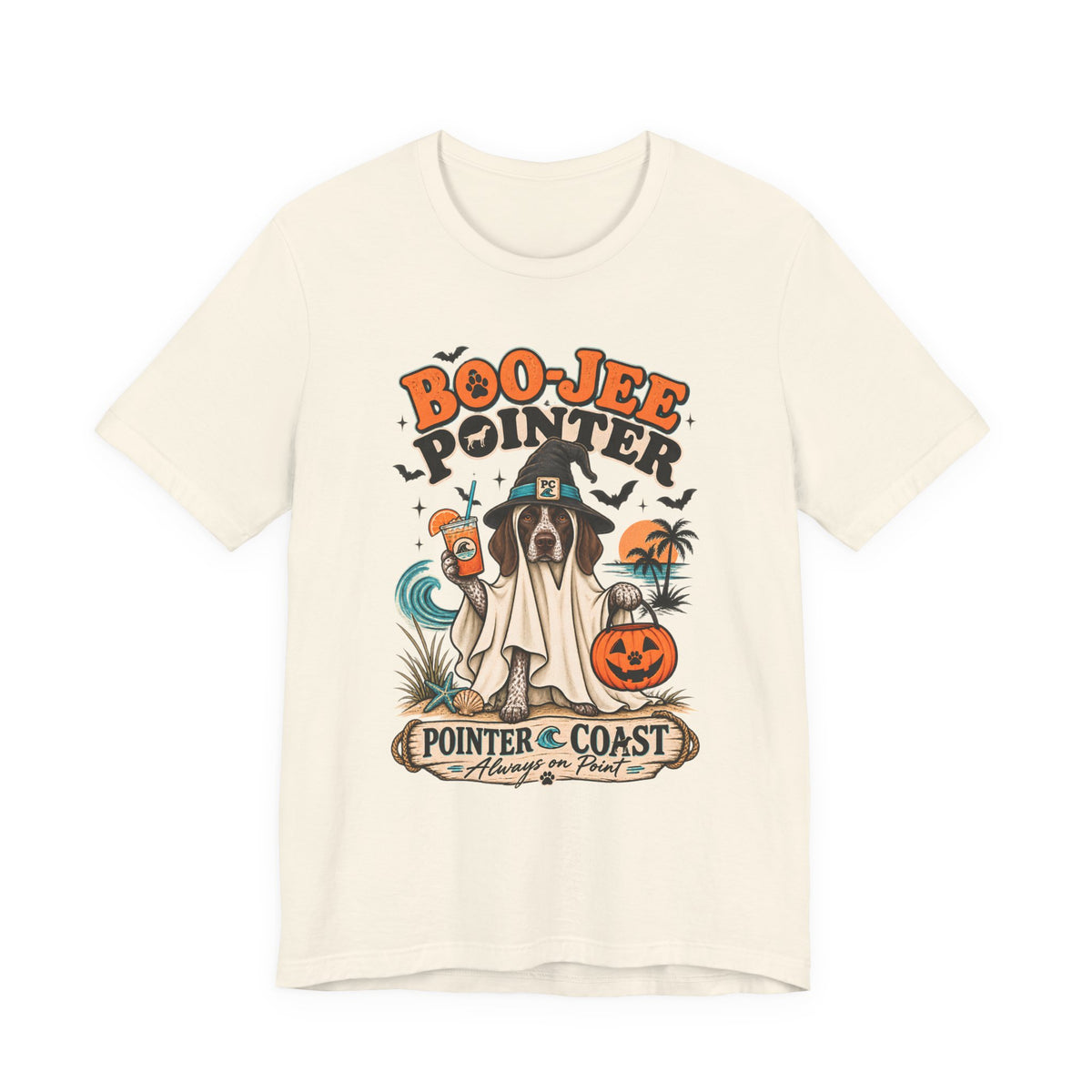 Boo Jee Pointer Halloween T Shirt, Coastal Dog Graphic, Ghost Costume Tee, Pet Lover Gift