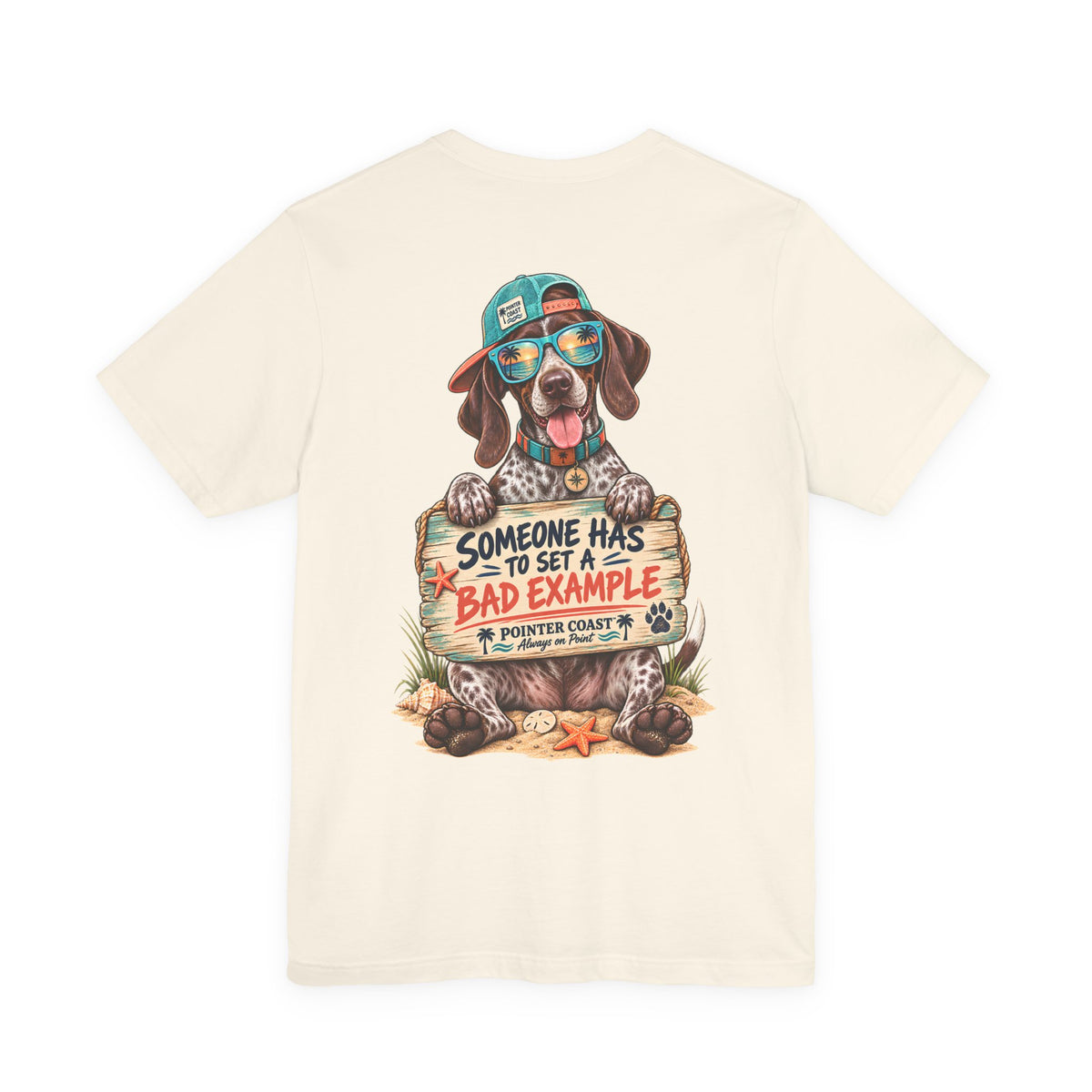 Pointer Dog Beach Graphic T-Shirt, Bella Canvas 3001, Funny Pet Lover Gift, Coastal Summer Tee