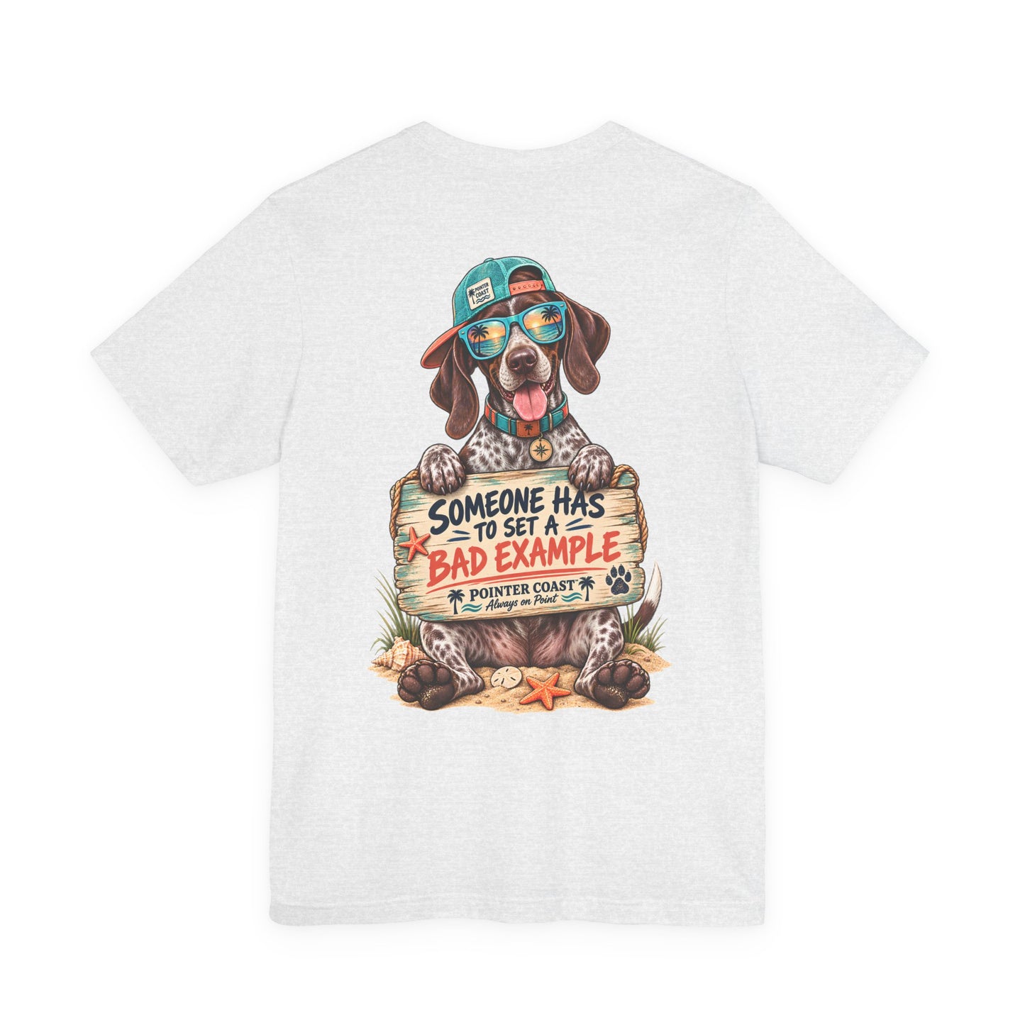 Pointer Dog Beach Graphic T-Shirt, Bella Canvas 3001, Funny Pet Lover Gift, Coastal Summer Tee