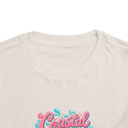 Coastal Cutie Beach Puppy Toddler Tee, Ocean Graphic Shirt, Pointer Dog, Summer Kids Top