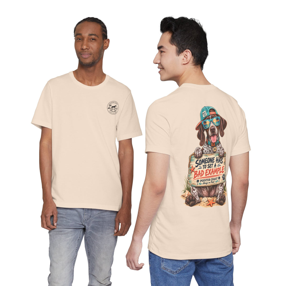 Pointer Dog Beach Graphic T-Shirt, Bella Canvas 3001, Funny Pet Lover Gift, Coastal Summer Tee