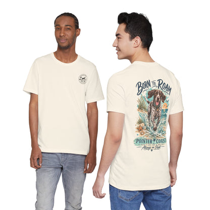 Born to Roam Pointer Coast Dog Shirt, Bella Canvas 3001, Beach Graphic Tee, Coastal Pet Lover Gift