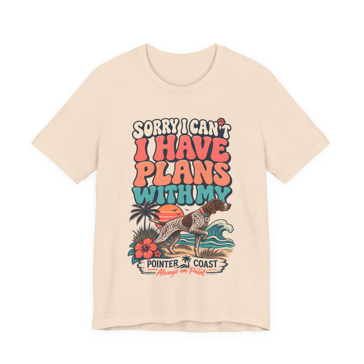 Pointer Dog Beach Graphic T Shirt, Bella Canvas 3001, Funny Pet Parent Gift, Coastal Tee