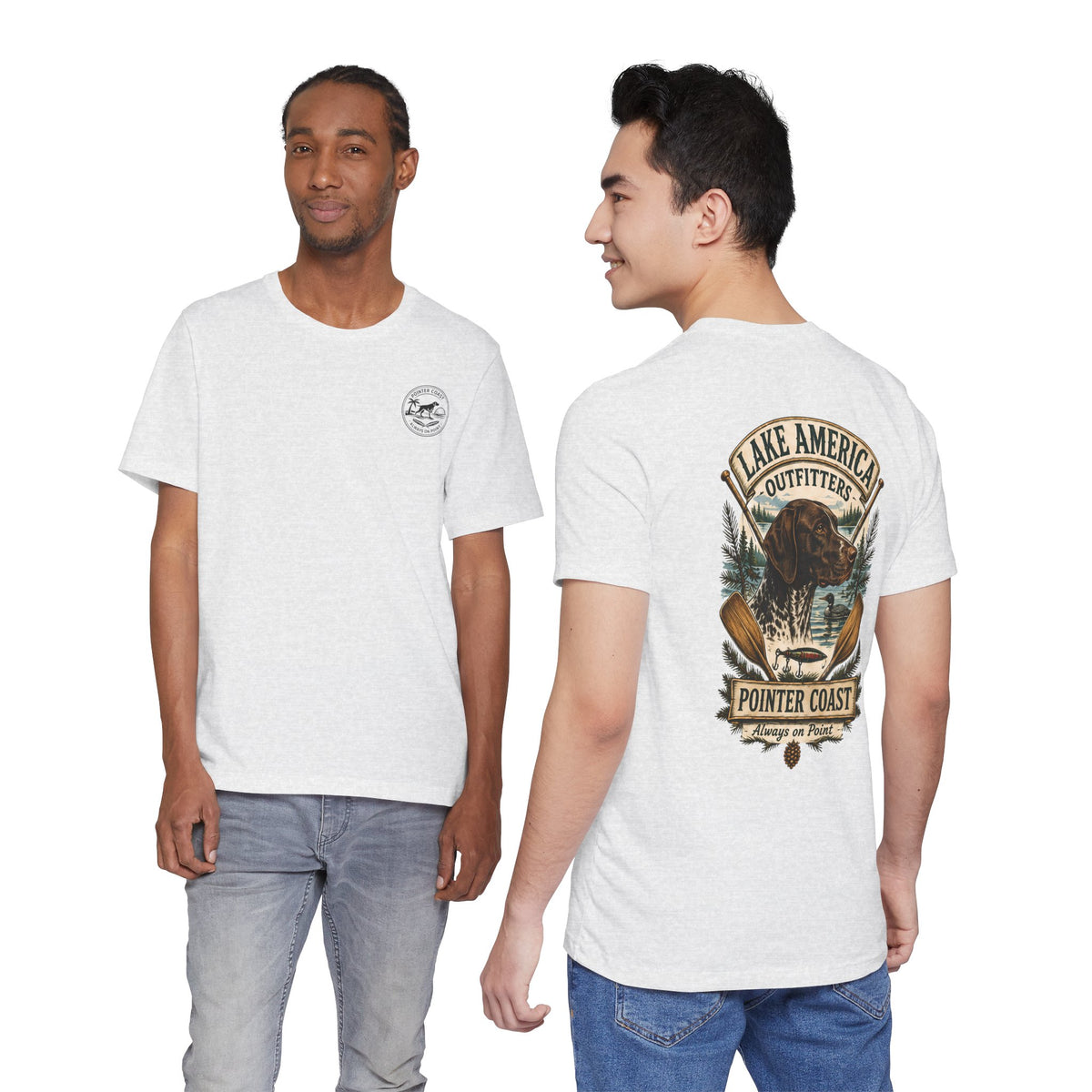 Lake America Pointer Coast Fishing Shirt, Sporting Dog Graphic, Outdoorsman Apparel, Lakeside Gift