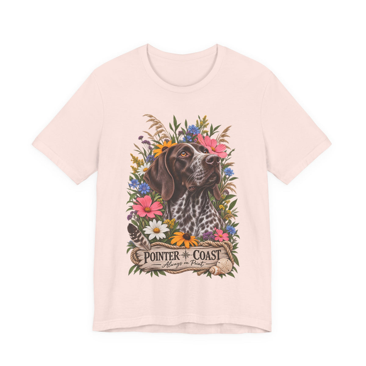 Pointer of the Coast Floral Dog Tee, Bella Canvas 3001, Coastal Graphic Shirt, Pet Lover Gift