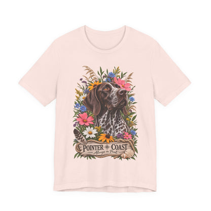 Pointer of the Coast Floral Dog Tee, Bella Canvas 3001, Coastal Graphic Shirt, Pet Lover Gift