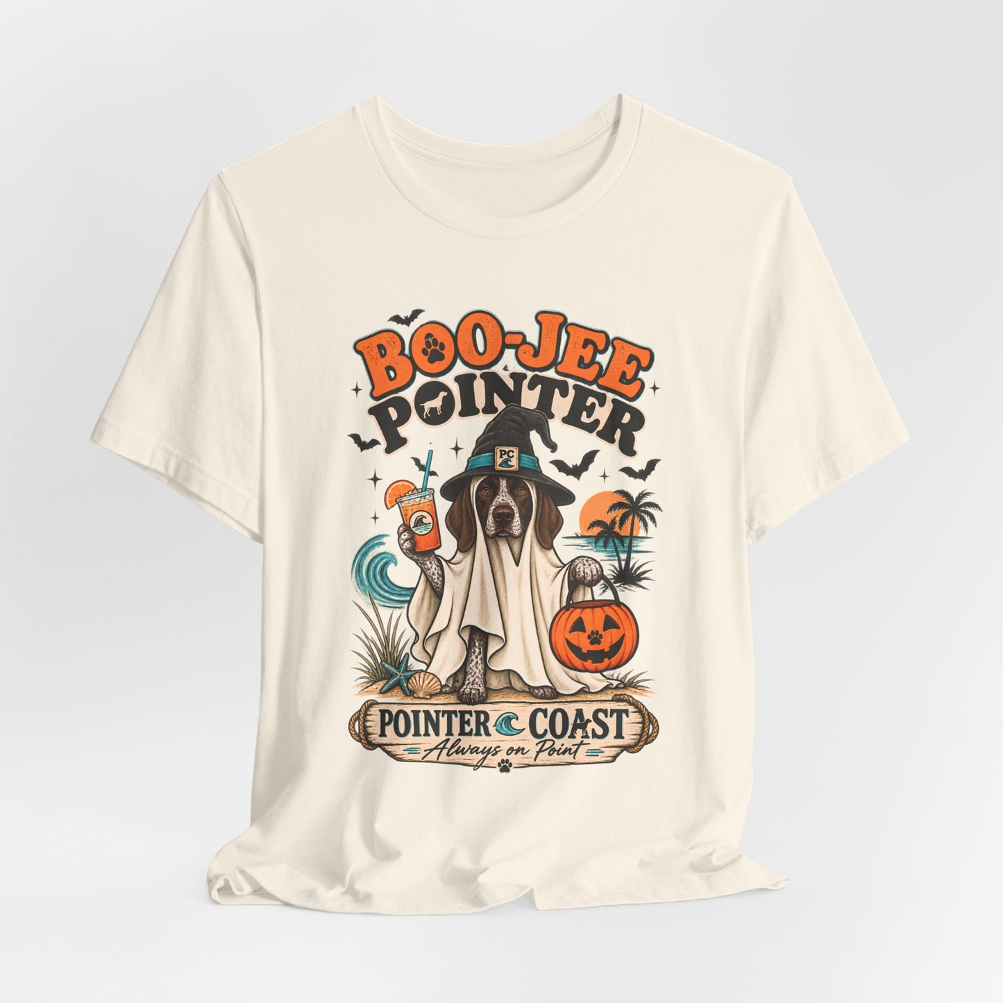 Boo Jee Pointer Halloween T Shirt, Coastal Dog Graphic, Ghost Costume Tee, Pet Lover Gift