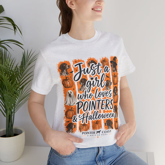 Pointer Halloween Dog Lover Shirt, Bella Canvas 3001, Pumpkin Graphic Tee, Women's Fall Gift