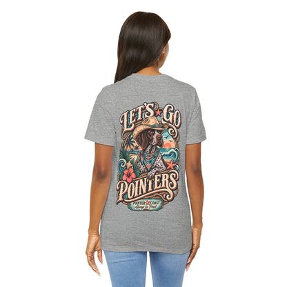 Let’s Go Pointers Tropical Dog T-Shirt, Bella Canvas 3001, Coastal Graphic Tee, Unisex Gift