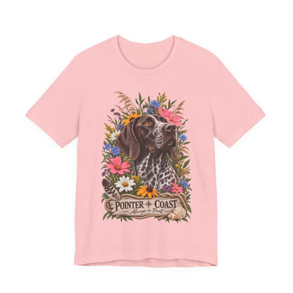Pointer of the Coast Floral Dog Tee, Bella Canvas 3001, Coastal Graphic Shirt, Pet Lover Gift