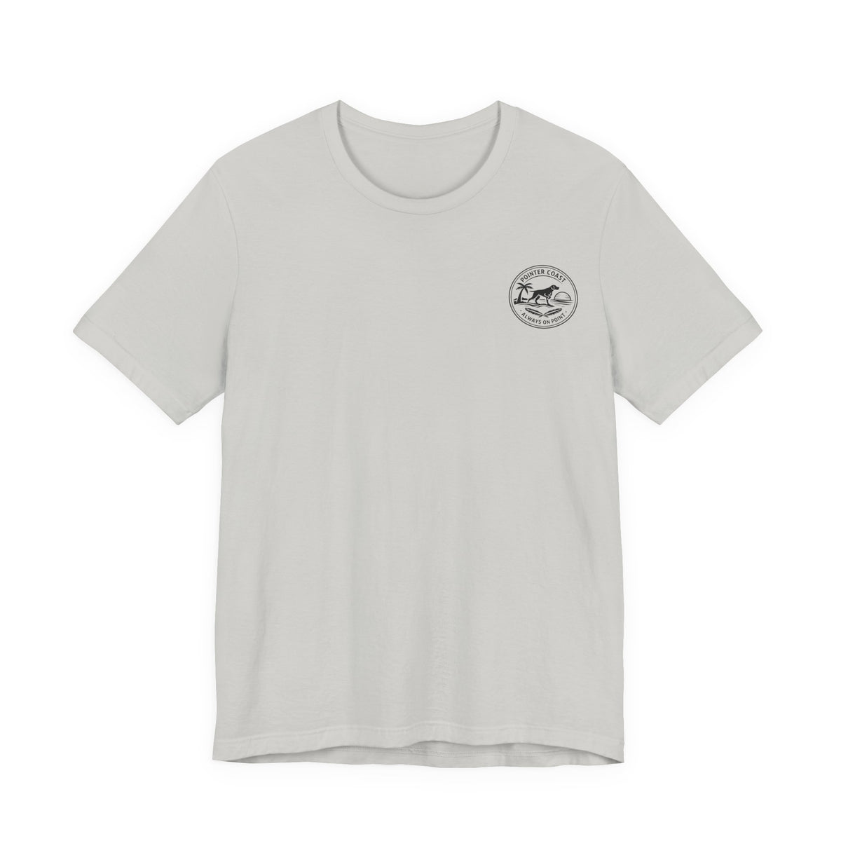 Pointer Dog Beach Graphic T Shirt, Bella Canvas 3001, Tropical Sunset, Unisex Summer Tee