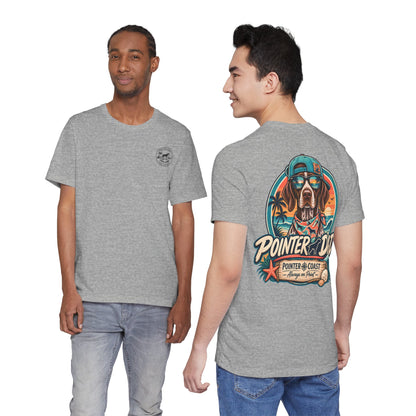 Pointer Dad Retro Beach Dog T Shirt, Bella Canvas 3001, Coastal Graphic Tee, Father's Day Gift