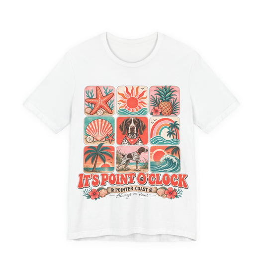 It's Point O'Clock Pointer Beach Shirt, Bella Canvas 3001, Coastal Dog Graphic, Summer Tee