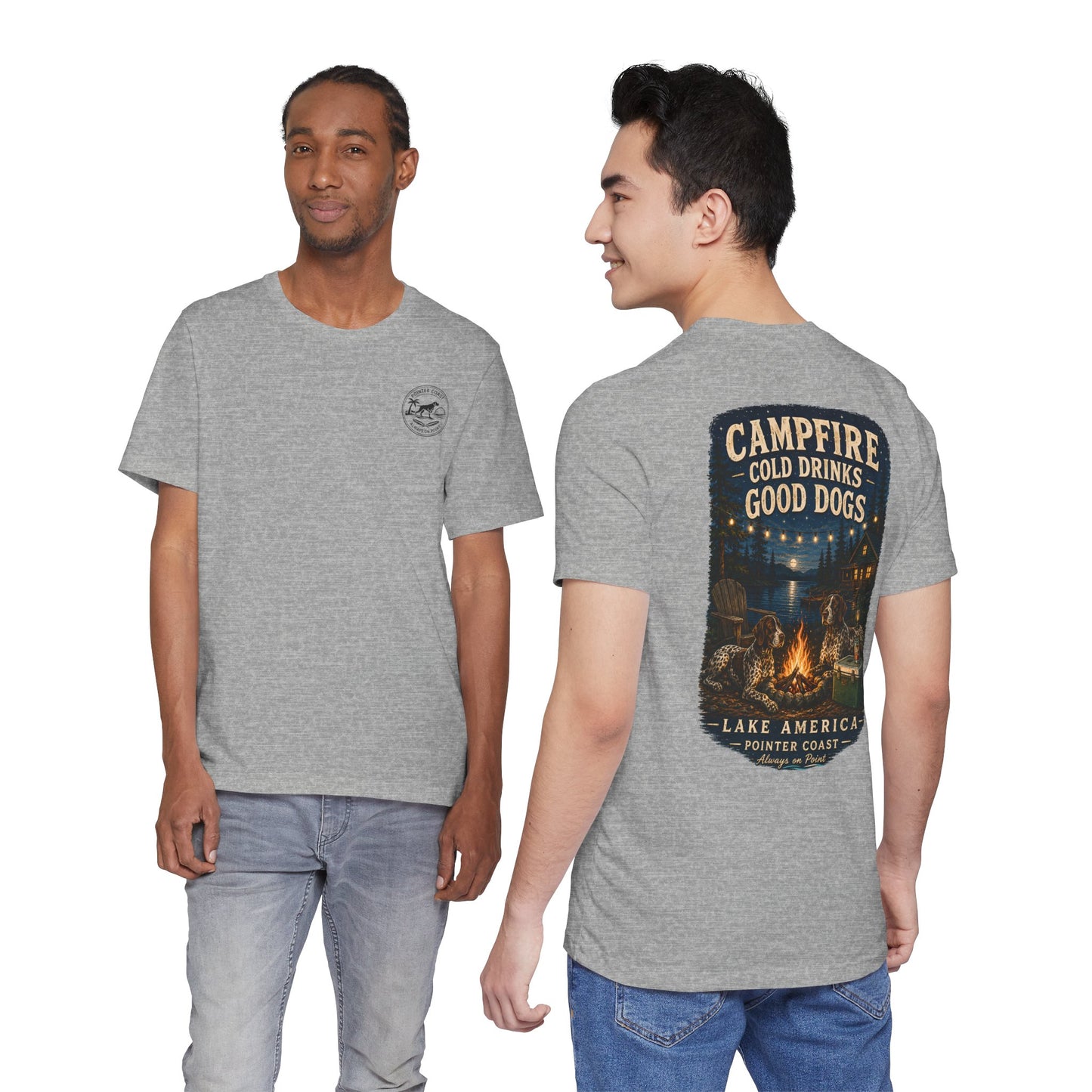 Campfire Lake Graphic T Shirt, Cold Drinks, Good Dogs, Outdoor Lover Gift, Rustic Cabin Apparel