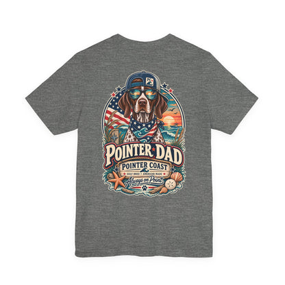Pointer Dad Patriotic Beach T Shirt, Coastal Dog Graphic, Bella Canvas 3001, Fathers Day Gift