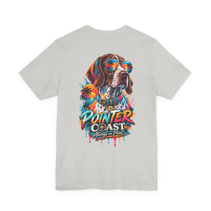 Colorful Pointer Coast Dog T Shirt, Bella Canvas 3001, Graphic Back Print, Pet Lover Gift