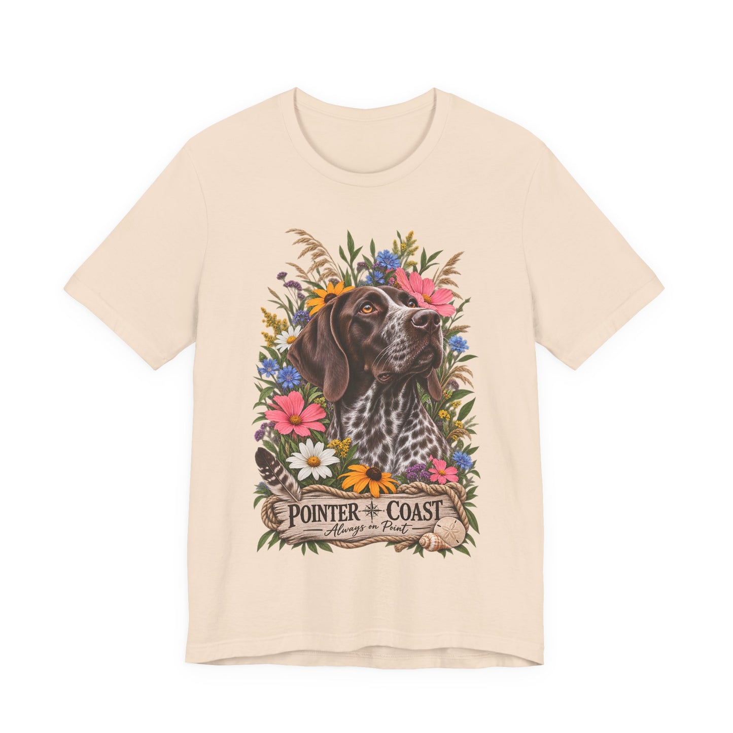 Pointer of the Coast Floral Dog Tee, Bella Canvas 3001, Coastal Graphic Shirt, Pet Lover Gift