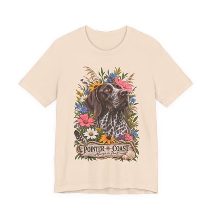 Pointer of the Coast Floral Dog Tee, Bella Canvas 3001, Coastal Graphic Shirt, Pet Lover Gift