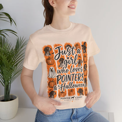 Pointer Halloween Dog Lover Shirt, Bella Canvas 3001, Pumpkin Graphic Tee, Women's Fall Gift