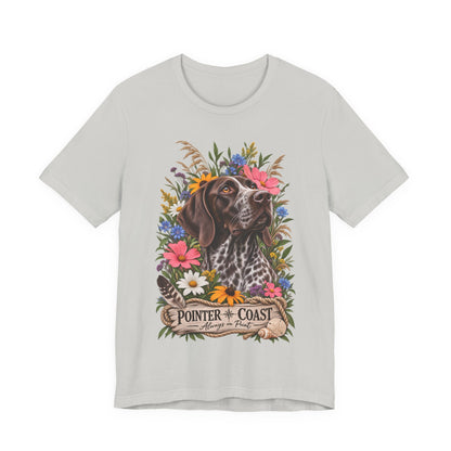 Pointer of the Coast Floral Dog Tee, Bella Canvas 3001, Coastal Graphic Shirt, Pet Lover Gift