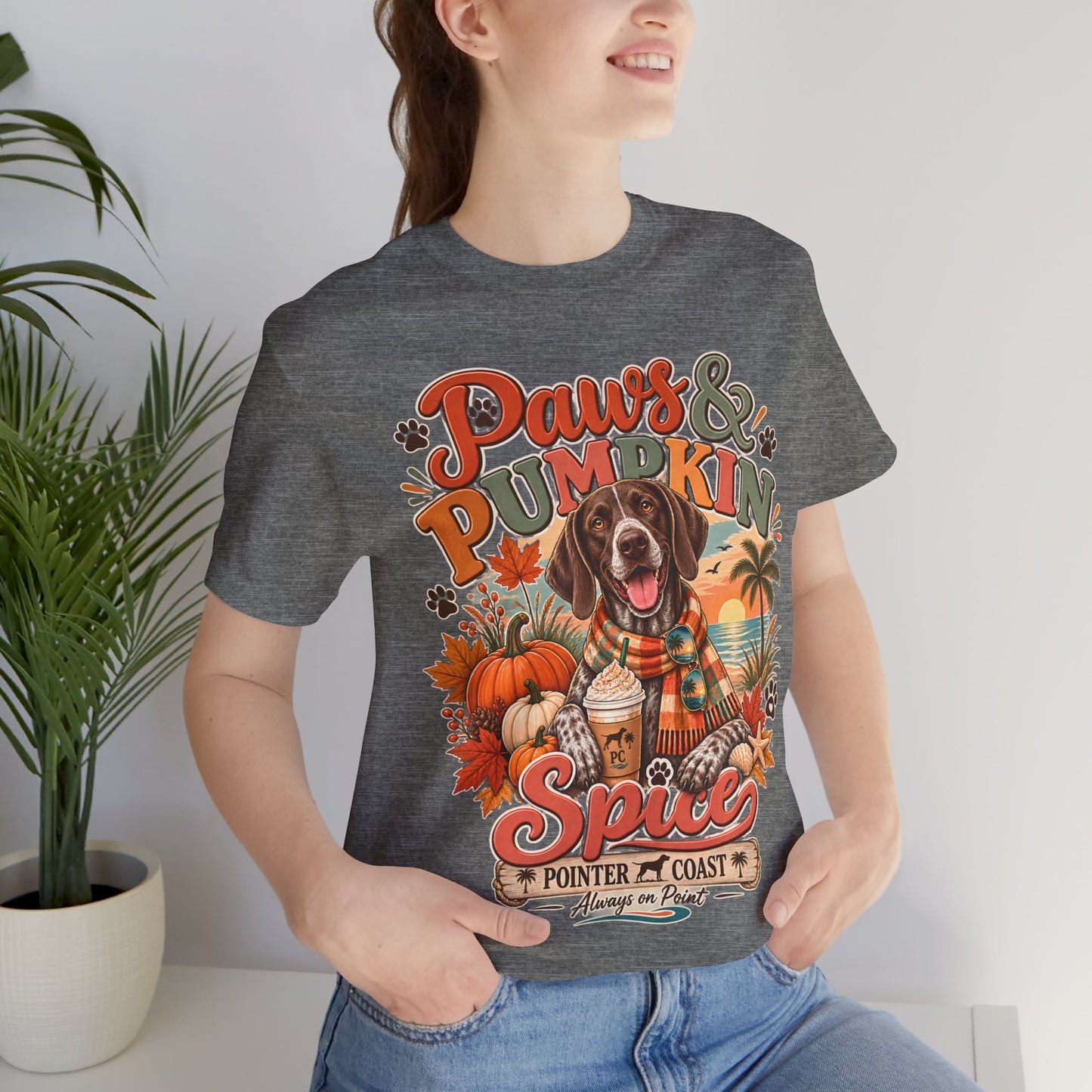 Paws and Pumpkin Spice Dog Tee, Bella Canvas 3001, Autumn Graphic Shirt, Pet Lover Gift