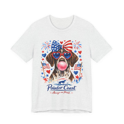 Patriotic GSP Bubblegum Shirt – Pointer Coast Always on Point Red White Blue German Shorthaired Pointer