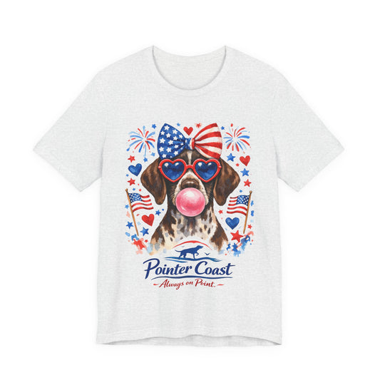 Patriotic GSP Bubblegum Shirt – Pointer Coast Always on Point Red White Blue German Shorthaired Pointer