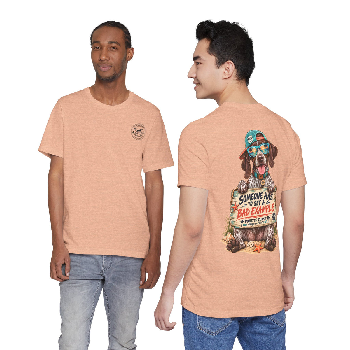 Pointer Dog Beach Graphic T-Shirt, Bella Canvas 3001, Funny Pet Lover Gift, Coastal Summer Tee