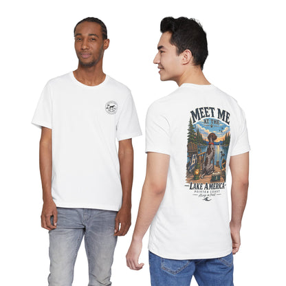 Lake America Pointer Dog T Shirt, Meet Me at the Lake, Outdoor Camp Tee, Nature Graphic Top