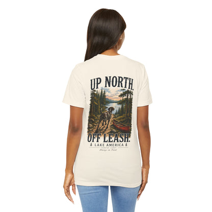 Up North Off Leash Lake America Shirt, Dog Lover Tee, Cabin Graphic, Outdoor Adventure Gift