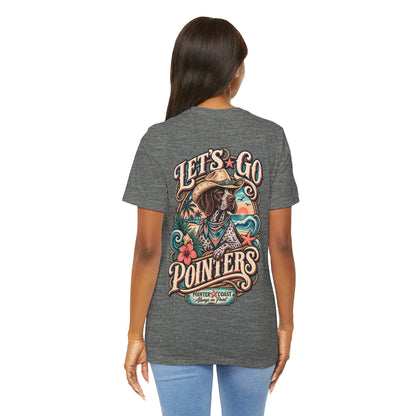 Let’s Go Pointers Tropical Dog T-Shirt, Bella Canvas 3001, Coastal Graphic Tee, Unisex Gift