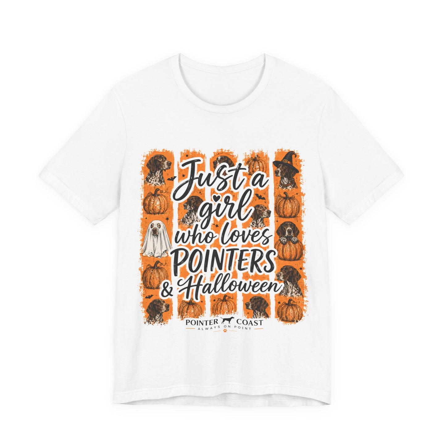 Pointer Halloween Dog Lover Shirt, Bella Canvas 3001, Pumpkin Graphic Tee, Women's Fall Gift