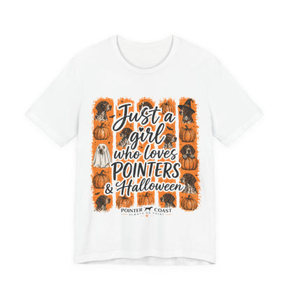Pointer Halloween Dog Lover Shirt, Bella Canvas 3001, Pumpkin Graphic Tee, Women's Fall Gift