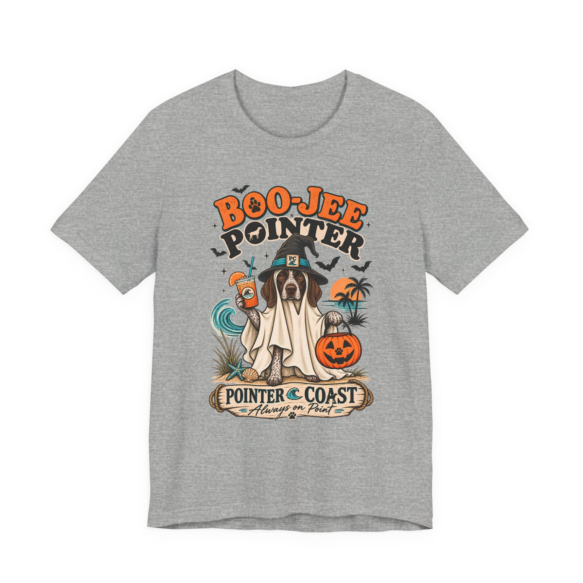 Boo Jee Pointer Halloween T Shirt, Coastal Dog Graphic, Ghost Costume Tee, Pet Lover Gift