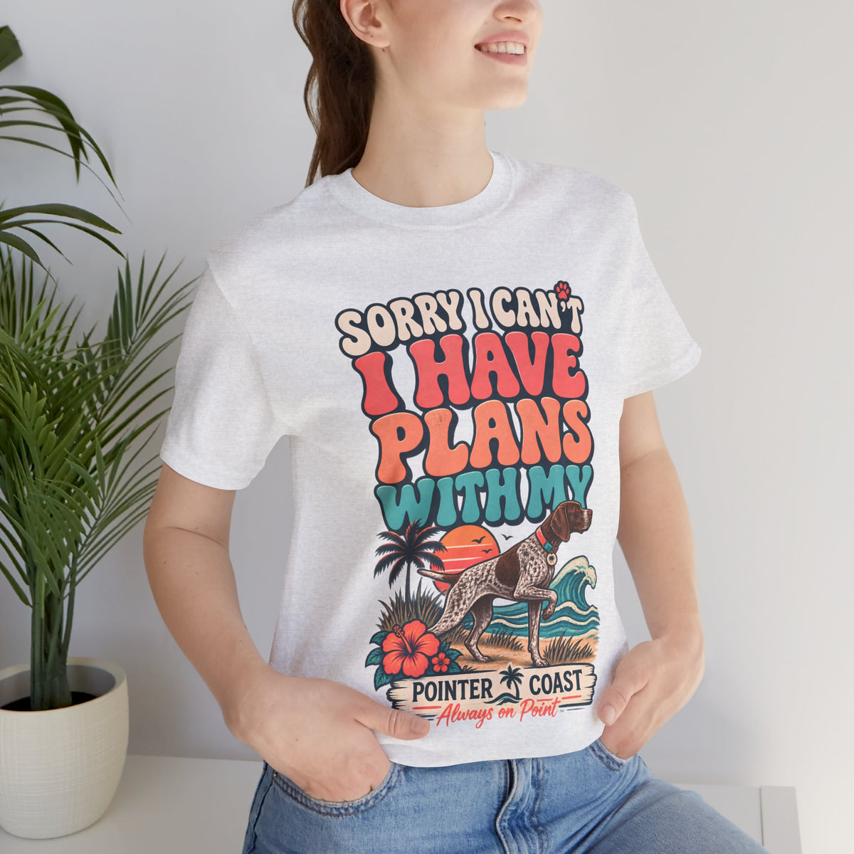Pointer Dog Beach Graphic T Shirt, Bella Canvas 3001, Funny Pet Parent Gift, Coastal Tee