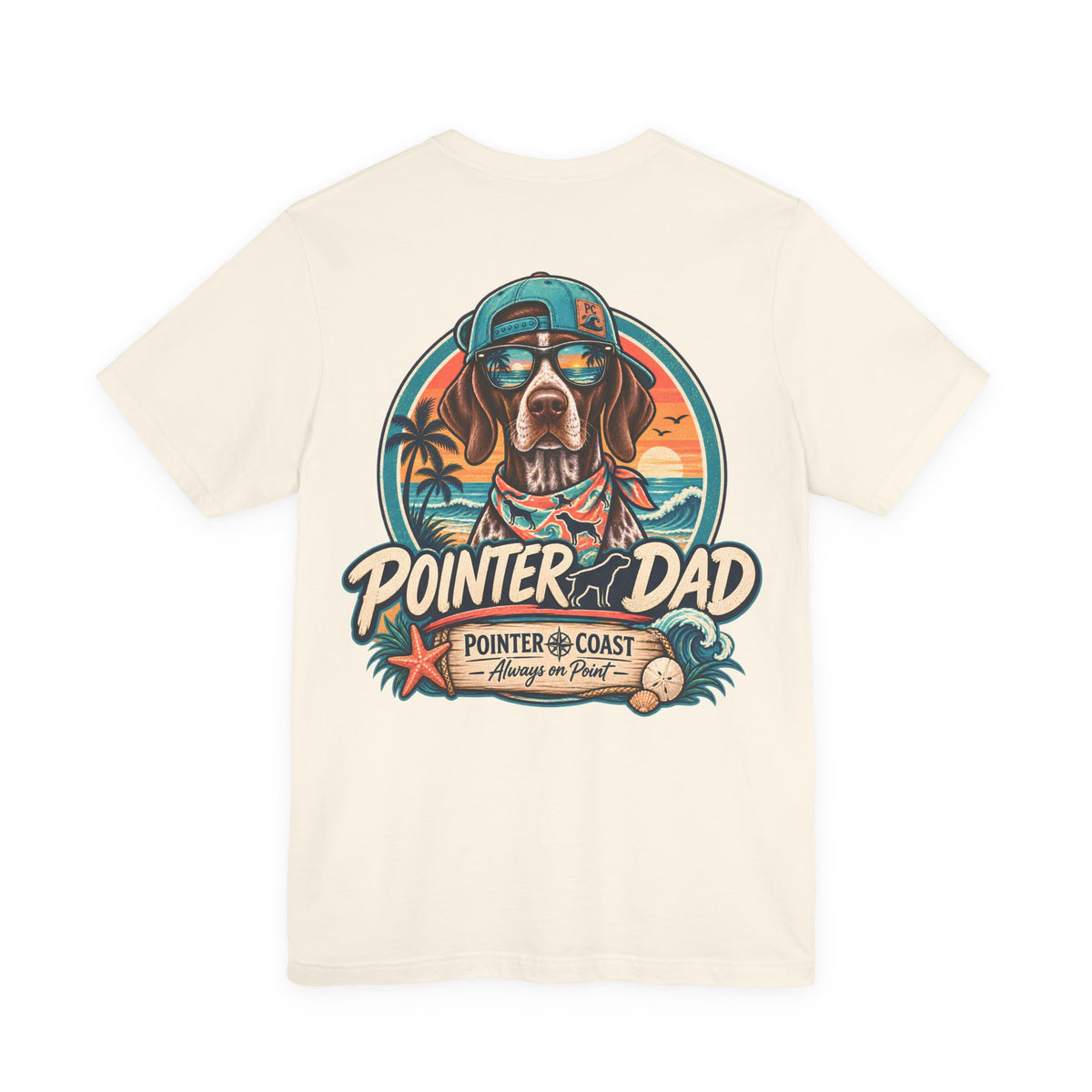 Pointer Dad Retro Beach Dog T Shirt, Bella Canvas 3001, Coastal Graphic Tee, Father's Day Gift