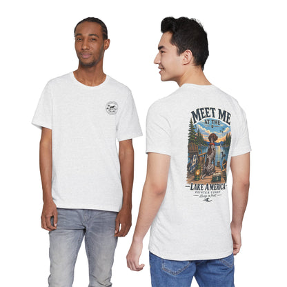 Lake America Pointer Dog T Shirt, Meet Me at the Lake, Outdoor Camp Tee, Nature Graphic Top