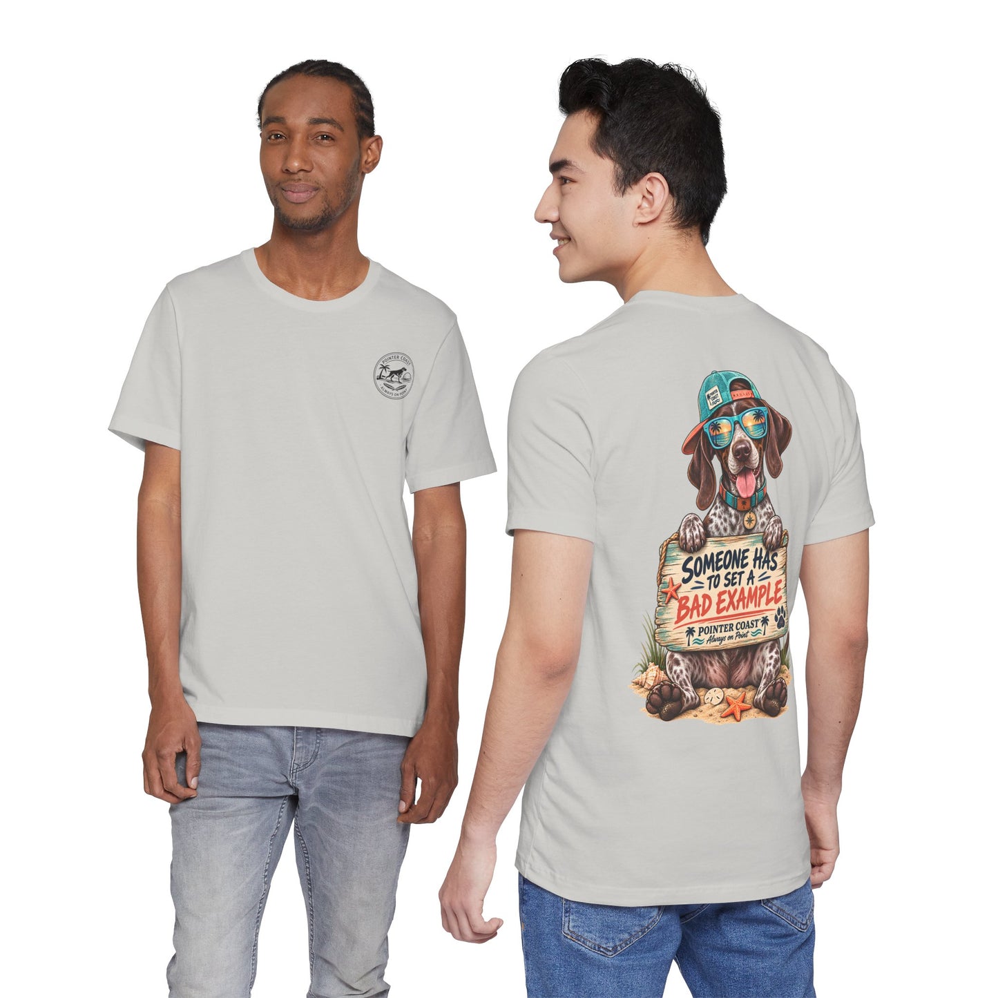 Pointer Dog Beach Graphic T-Shirt, Bella Canvas 3001, Funny Pet Lover Gift, Coastal Summer Tee