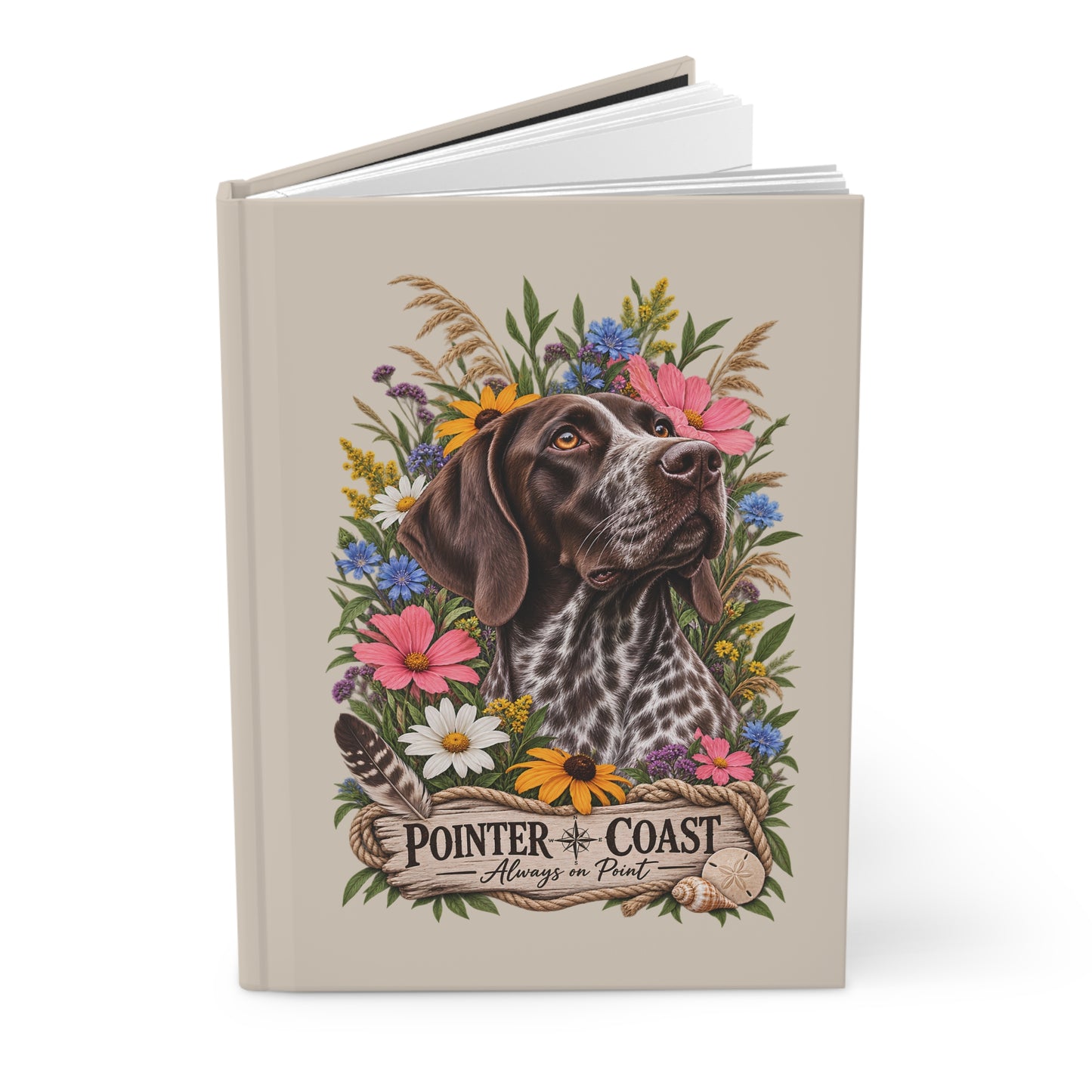 Pointer Dog Floral Hardcover Journal — "Pointer Coast" Always on Point Notebook