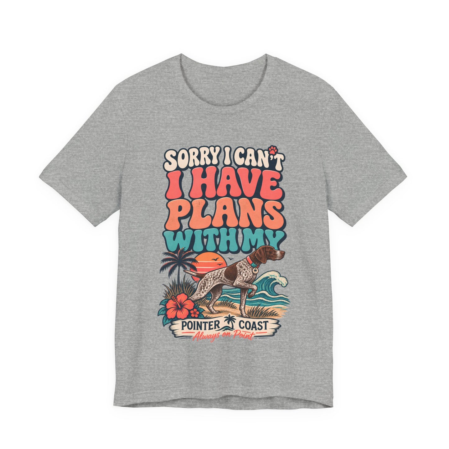 Pointer Dog Beach Graphic T Shirt, Bella Canvas 3001, Funny Pet Parent Gift, Coastal Tee