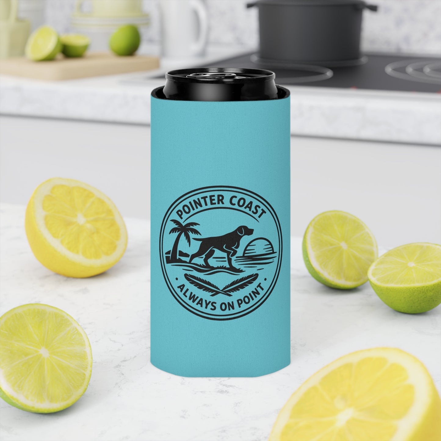Pointer Coast Can Cooler - “Always On Point” Beach Dog Drink Koozie